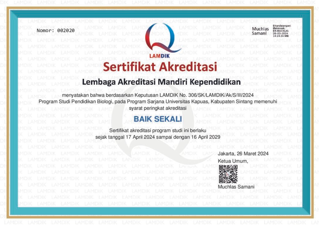 Pratinjau Sertifikat Akreditasi Prodi Pendidikan Biologi